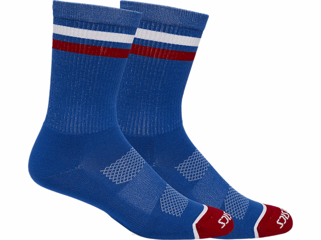 chaussettes d'équipage états-unis bleu électrique/rouge électrique Asics L6N0K1288