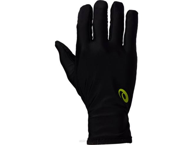gants de course unisexes performance noir/zeste de citron vert Asics L6N0K257
