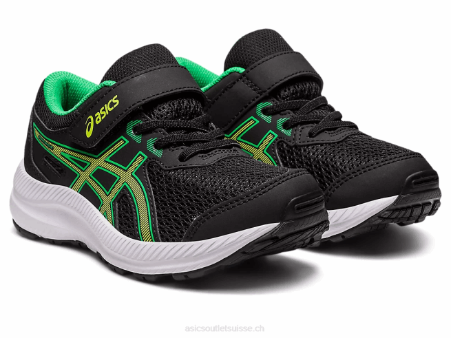 contester 8 préscolaire noir/zeste de citron vert Asics L6N0K4243