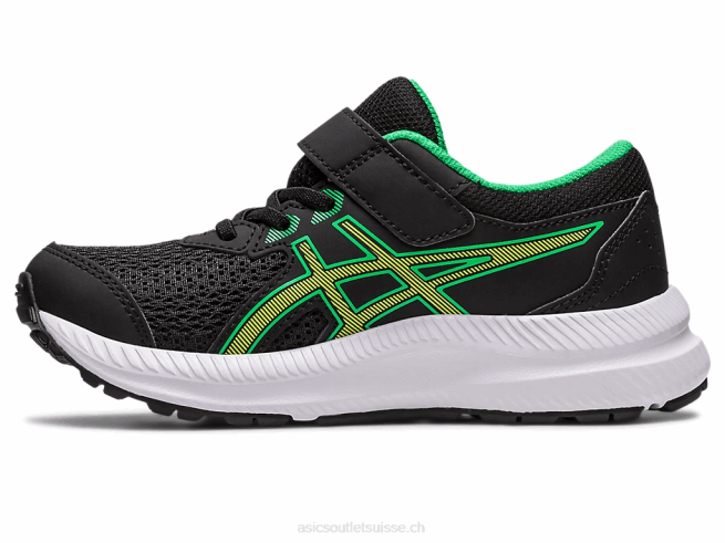 contester 8 préscolaire noir/zeste de citron vert Asics L6N0K4243