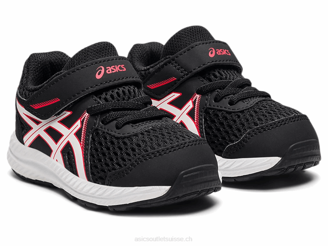 Contient 7 taille enfant en bas âge noir/rouge électrique Asics L6N0K4523