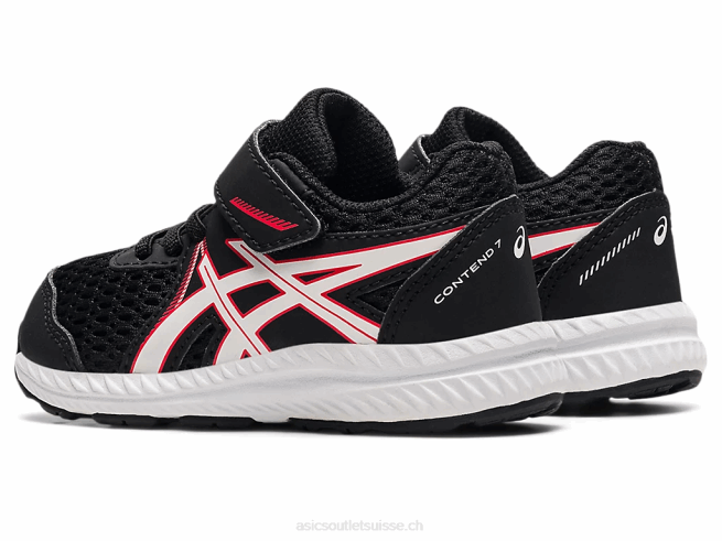 Contient 7 taille enfant en bas âge noir/rouge électrique Asics L6N0K4523
