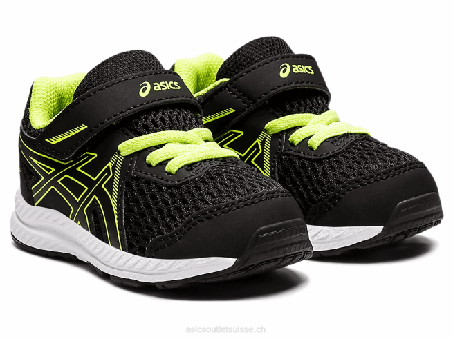 Contient 7 taille enfant en bas âge noir/vert danger Asics L6N0K4485