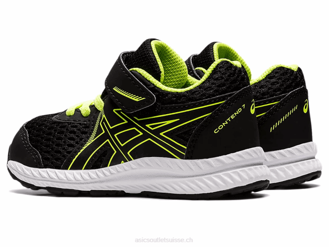 Contient 7 taille enfant en bas âge noir/vert danger Asics L6N0K4485