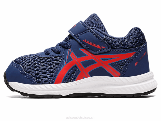 Contient 7 taille enfant en bas âge océan profond/rouge classique Asics L6N0K4390