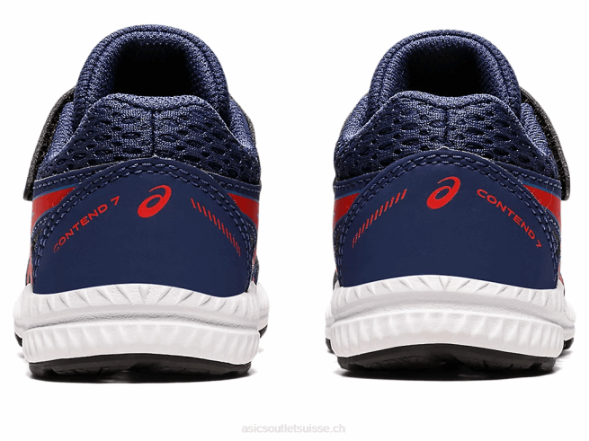 Contient 7 taille enfant en bas âge océan profond/rouge classique Asics L6N0K4390