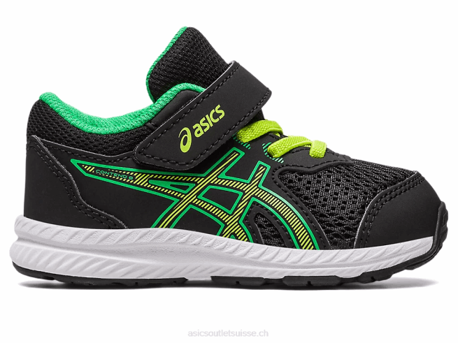 Contient 8 taille enfant en bas âge noir/zeste de citron vert Asics L6N0K4316