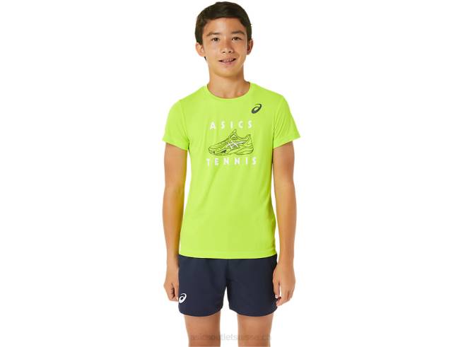 haut graphique tennis à manches courtes pour enfant danger vert Asics L6N0K4239