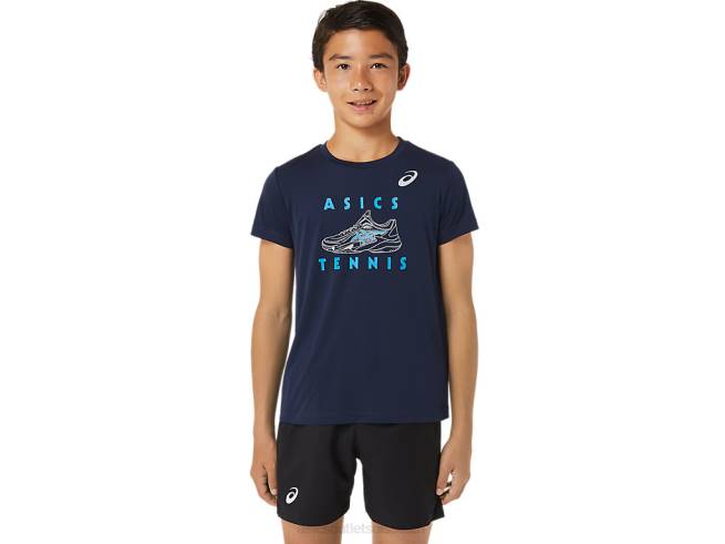 haut graphique tennis à manches courtes pour enfant minuit Asics L6N0K4231