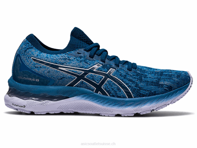 gel-nimbus 23 tricot fil gris/bleu mako Asics L6N0K3922