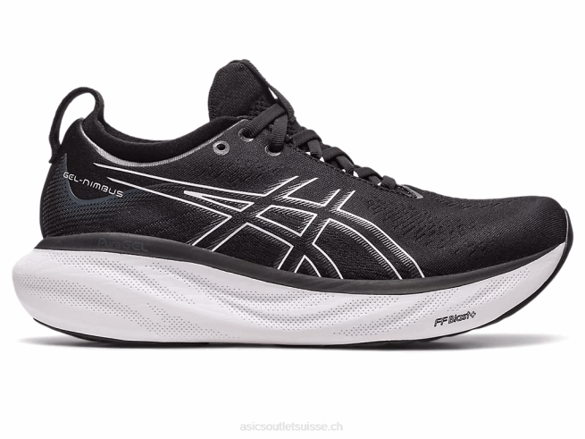 gel-nimbus 25 de large noir/argent pur Asics L6N0K2376