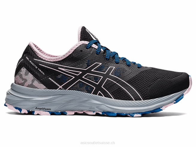 piste de gel-exciter noir/à peine rose Asics L6N0K3541