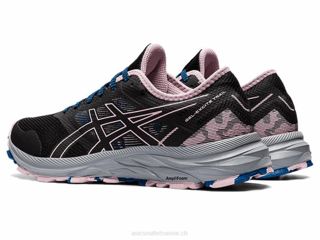 piste de gel-exciter noir/à peine rose Asics L6N0K3541