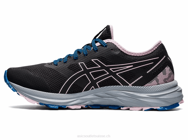 piste de gel-exciter noir/à peine rose Asics L6N0K3541