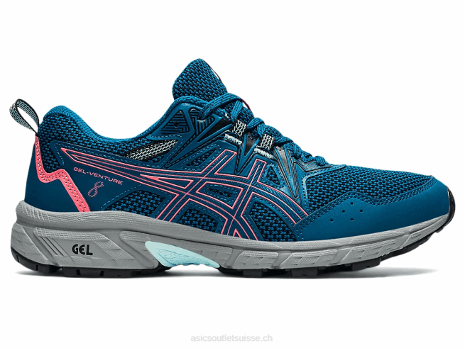 gel-venture 8 sarcelle d'eau profonde/corail flamboyant Asics L6N0K3612