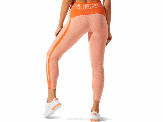 collant court sans coutures avec logo pour femmes souci orange/pêche soleil Asics L6N0K3940