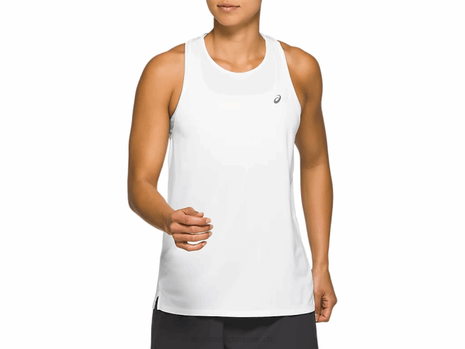 course femme sans manches blanc brillant Asics L6N0K2830