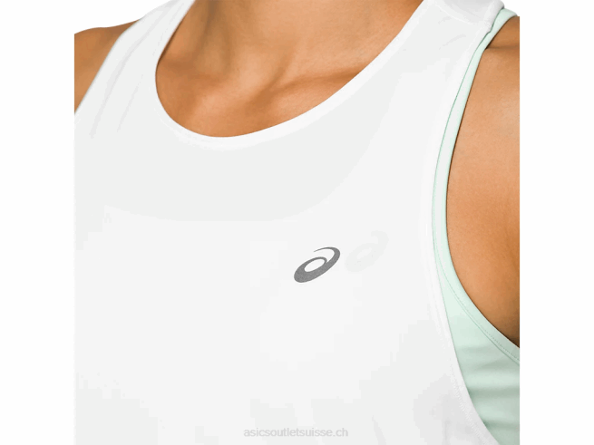course femme sans manches blanc brillant Asics L6N0K2830