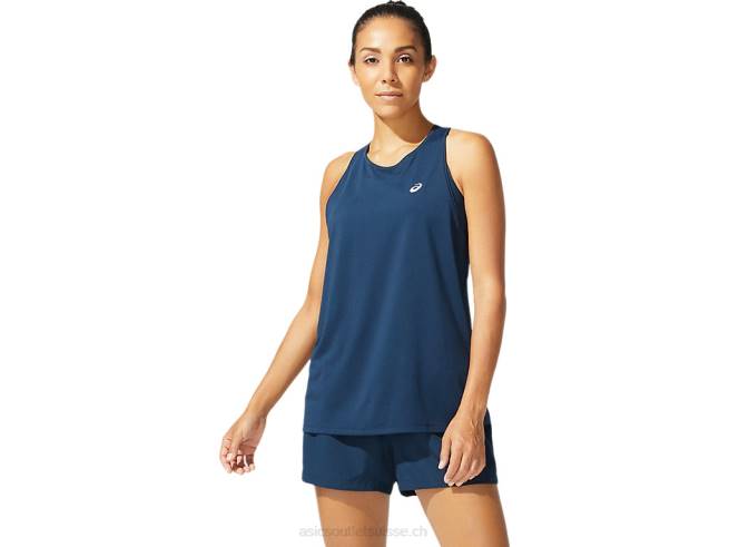 course femme sans manches bleu français Asics L6N0K4078
