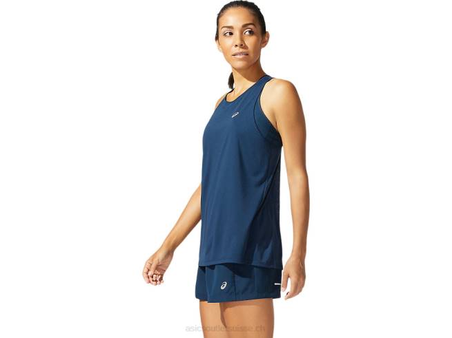 course femme sans manches bleu français Asics L6N0K4078