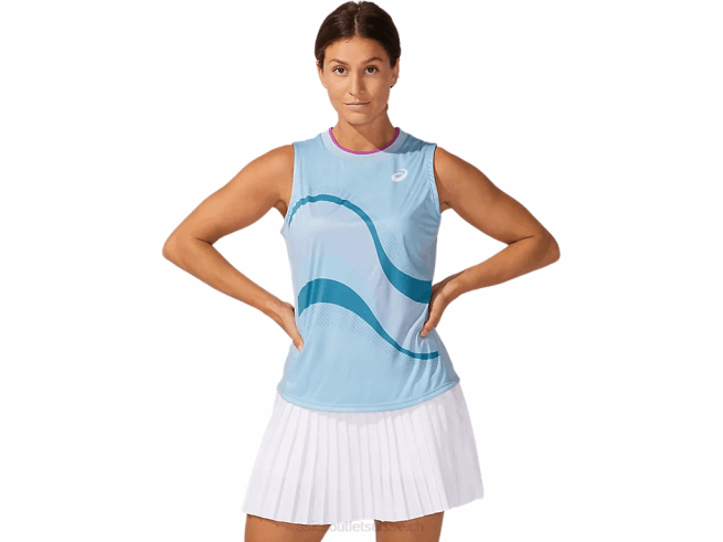 débardeur graphique match pour femme fumée bleue Asics L6N0K4045