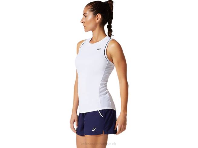 débardeur passepoil femme blanc brillant Asics L6N0K3876