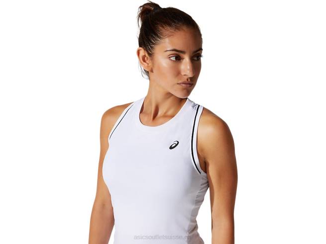 débardeur passepoil femme blanc brillant Asics L6N0K3876