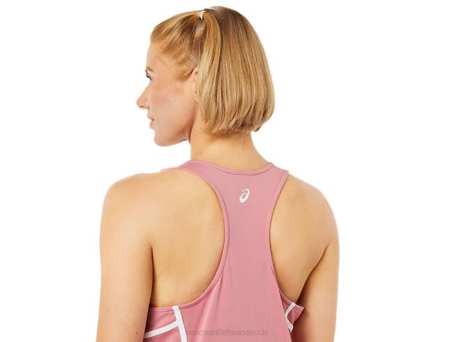 nouveau débardeur strong 92 pour femmes rose fumé/blanc brillant Asics L6N0K3816