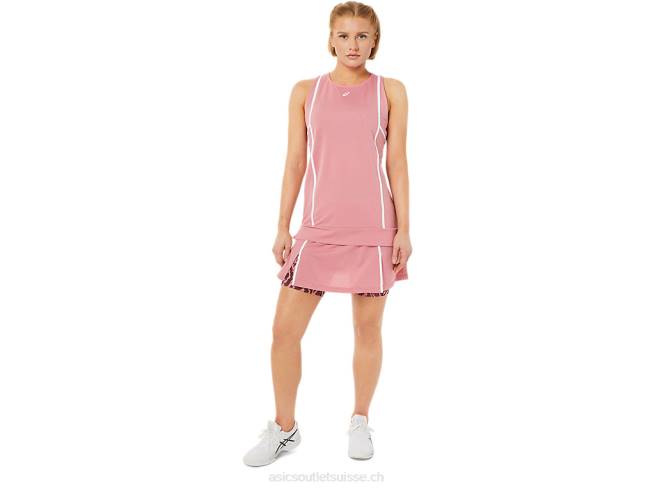 nouveau débardeur strong 92 pour femmes rose fumé/blanc brillant Asics L6N0K3816