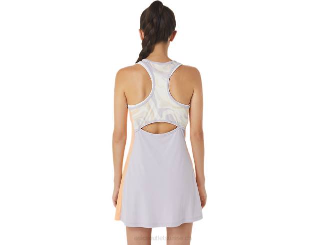 robe graphique court femme blanc brillant/violet crépusculaire Asics L6N0K2451