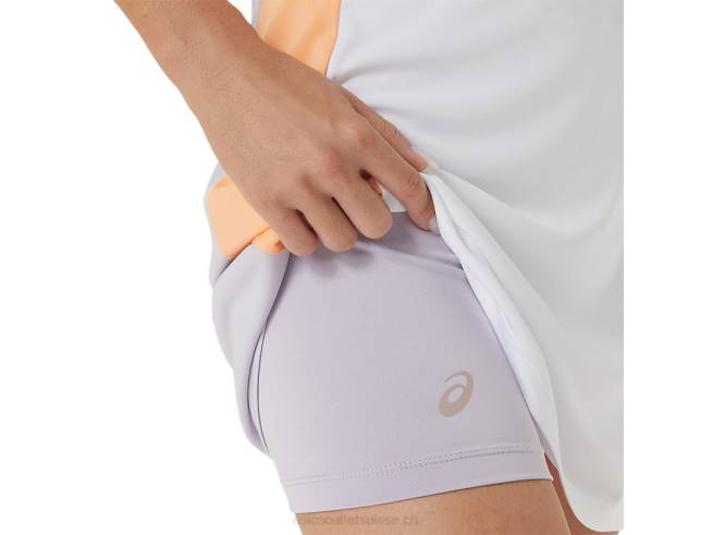 robe graphique court femme blanc brillant/violet crépusculaire Asics L6N0K2451