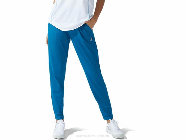 pantalon de tennis femme sarcelle d'eau profonde/blanc brillant Asics L6N0K3770