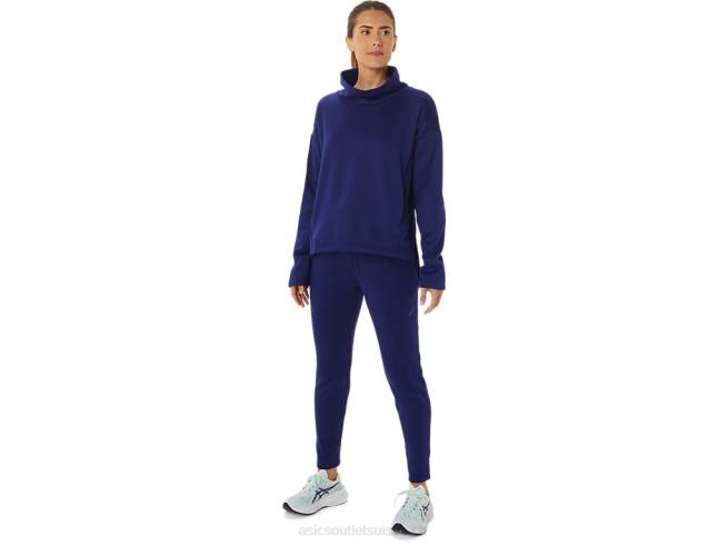 pantalon femme en maille brossée bleu de plongée Asics L6N0K2936