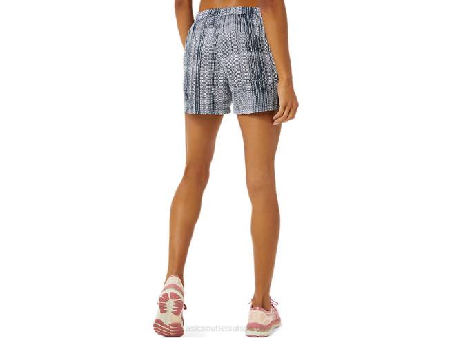 short graphique prêt-à-porter de 3 pouces pour femmes imprimé bleu français/rose pâle Asics L6N0K3474