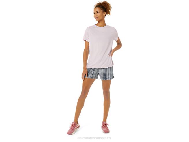 short graphique prêt-à-porter de 3 pouces pour femmes imprimé bleu français/rose pâle Asics L6N0K3474