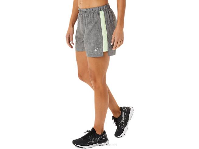 short prêt-à-porter 3po pour femme gris foncé chiné/jaune Asics L6N0K2893