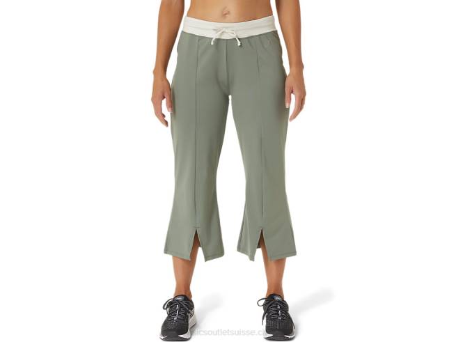 w pantalon évasé réutilisé vert lichen/bouleau Asics L6N0K2740