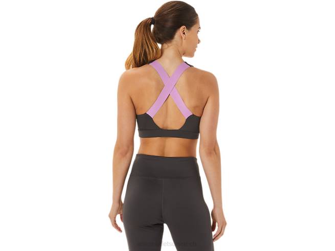soutien-gorge à bretelles croisées pour femmes gris obsidienne Asics L6N0K2956