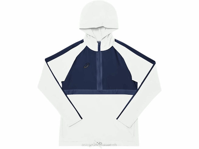 haut de survêtement tissé stretch pour femme équipe bleu marine/équipe blanc Asics L6N0K4089