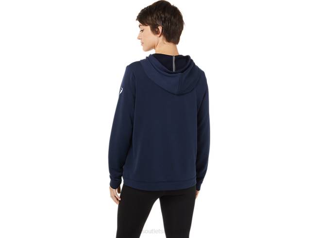 sweat à capuche femme équipe marine Asics L6N0K3615