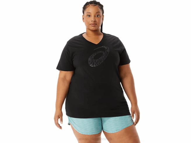 col en v à imprimé tigre en spirale 'a' pour femmes performance noir Asics L6N0K3183