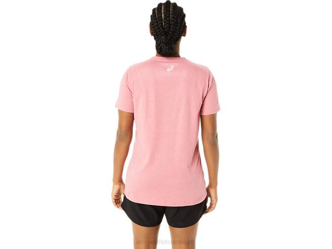 col en v à rayures pour femmes bruyère rose fumée Asics L6N0K3709