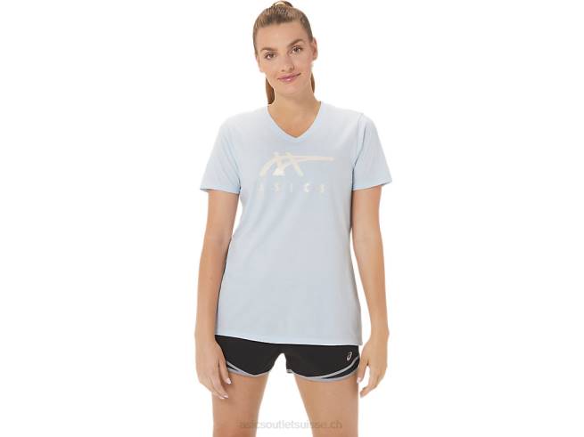 col en v à rayures pour femmes ciel doux Asics L6N0K2971
