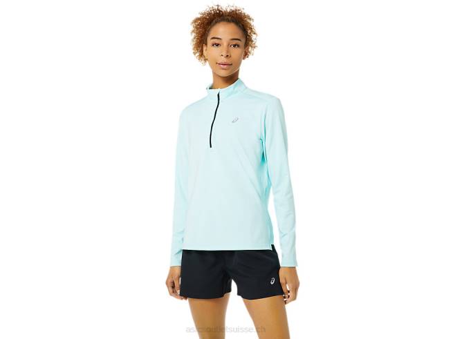 demi-zip prêt-à-porter pour femmes bleu clair Asics L6N0K3344