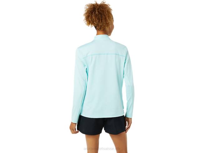 demi-zip prêt-à-porter pour femmes bleu clair Asics L6N0K3344