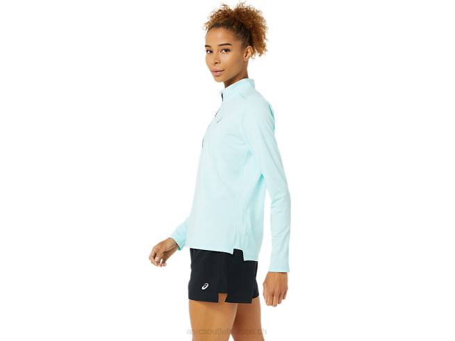 demi-zip prêt-à-porter pour femmes bleu clair Asics L6N0K3344