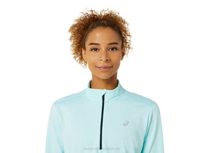 demi-zip prêt-à-porter pour femmes bleu clair Asics L6N0K3344