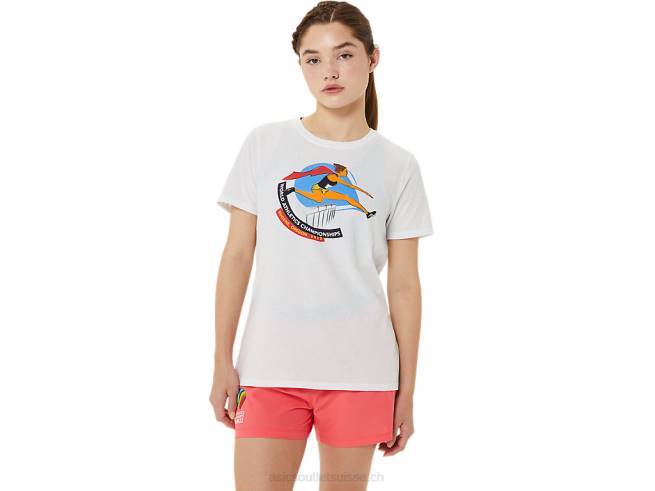 graphique à manches courtes pour femmes wch blanc brillant Asics L6N0K3215