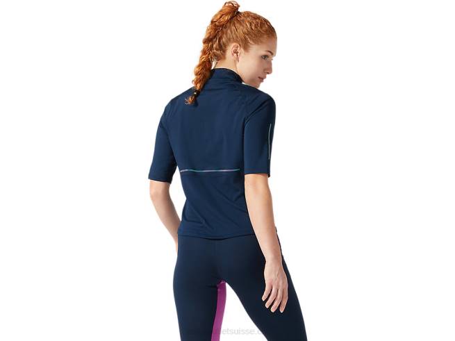 haut de visibilité à manches courtes pour femmes bleu français Asics L6N0K4064