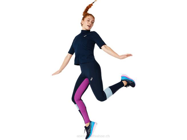 haut de visibilité à manches courtes pour femmes bleu français Asics L6N0K4064